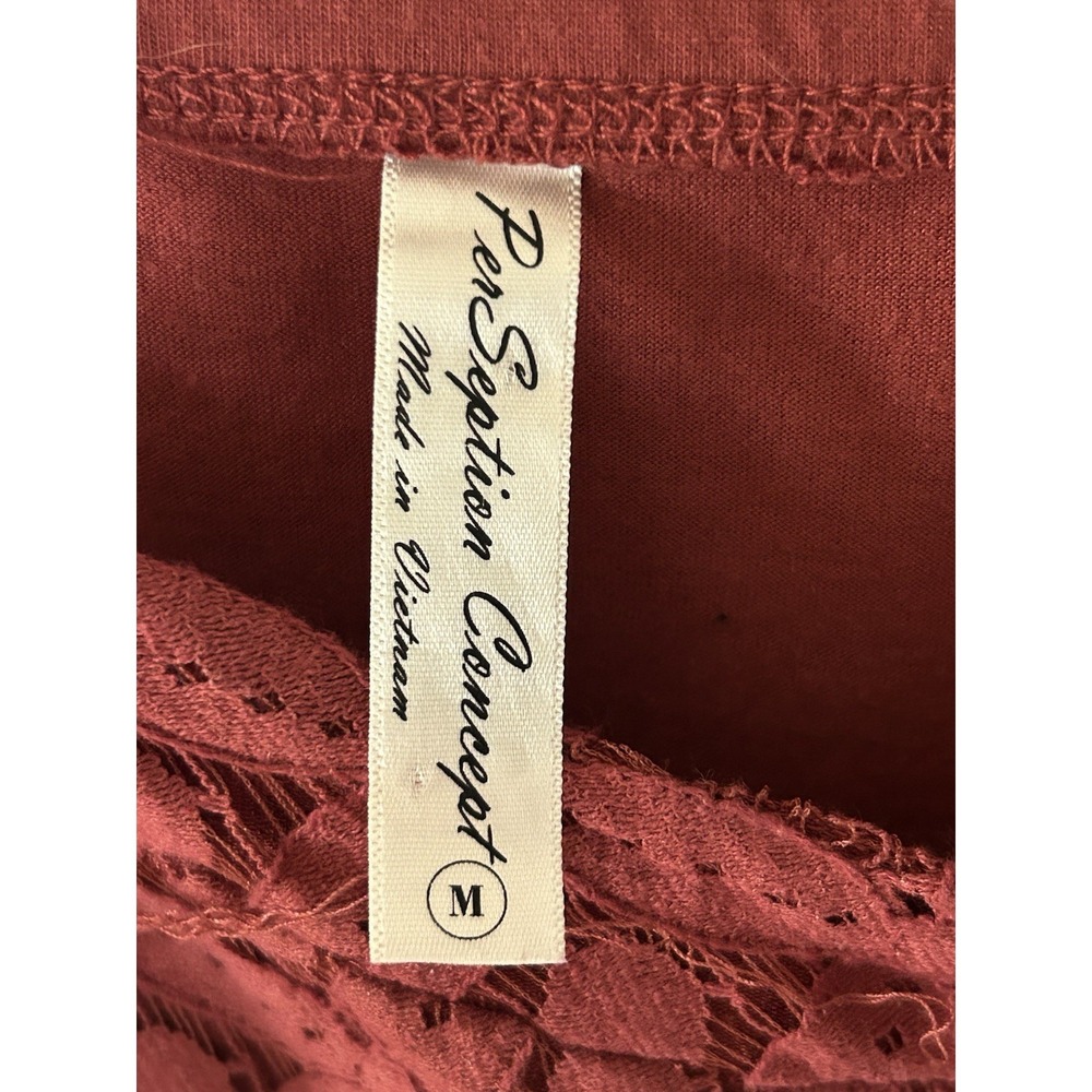 Women's Perseption Concept Lace Tank Top Blouse Burnt Red Tassels Size M Boho - Picture 3 of 4